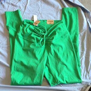 Vibrant Green Drawstring Leggings